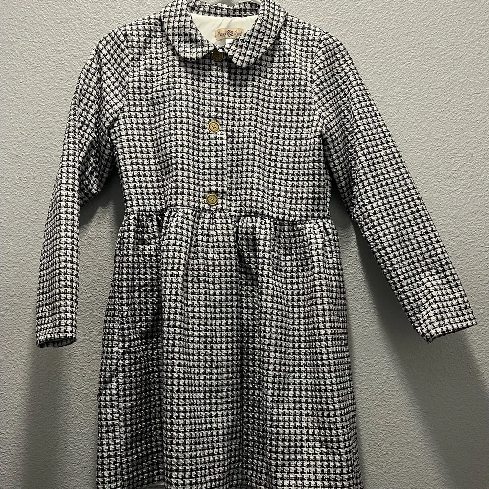 Purple Rose Girls Peter Pan Collar Houndstooth Coat‎ Button Up Size 16 Holiday